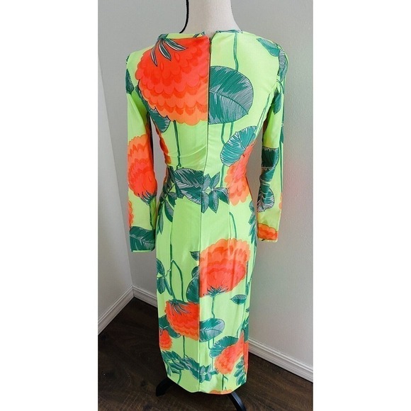 RARE Vtg 60s 70S ROBERT-DAVID MORTON Giant FLORAL Print TRUMPET Hem MAXI Dress S - Picture 7 of 13